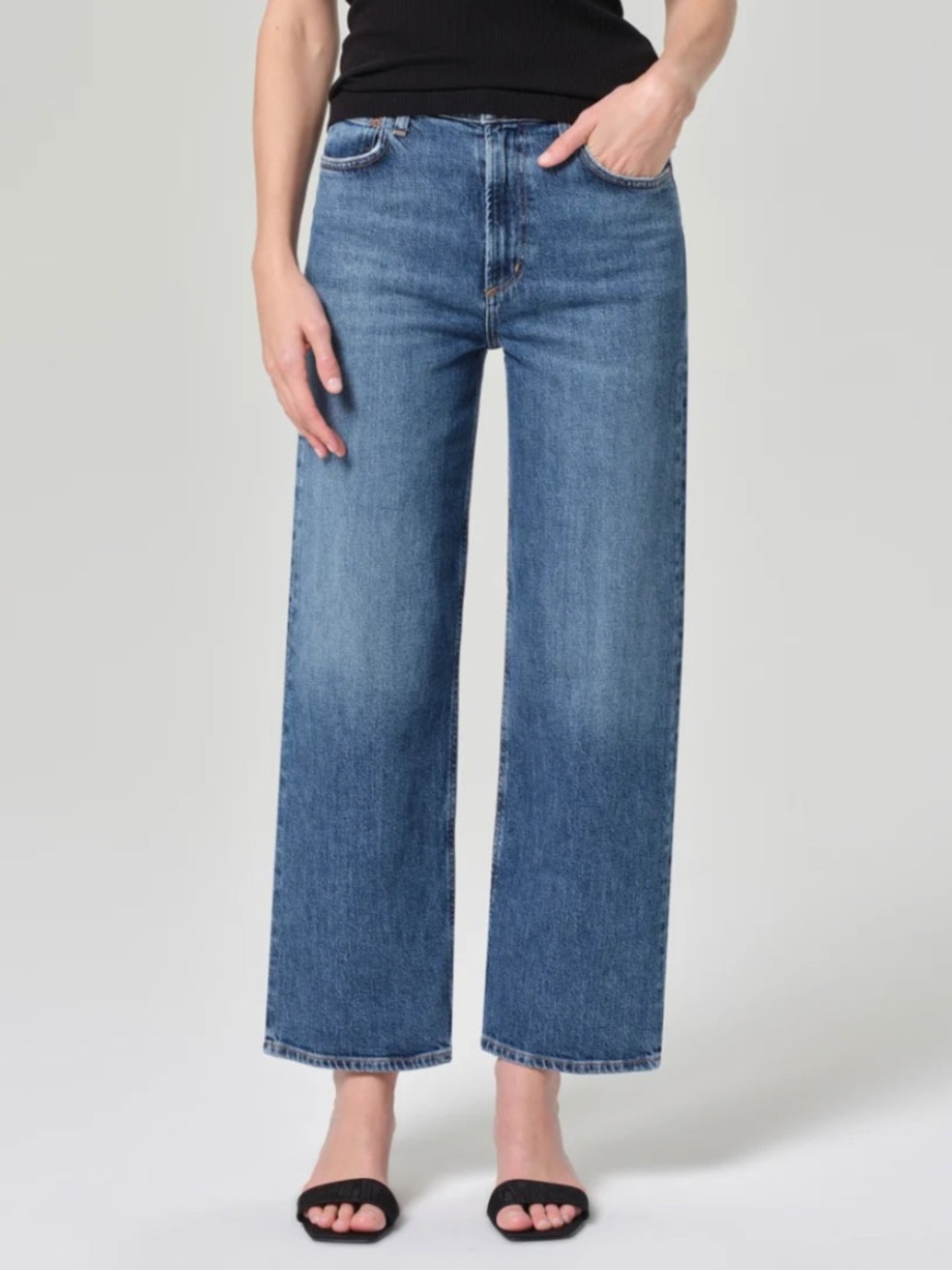 Agolde Medium Blue Wide Leg Jeans